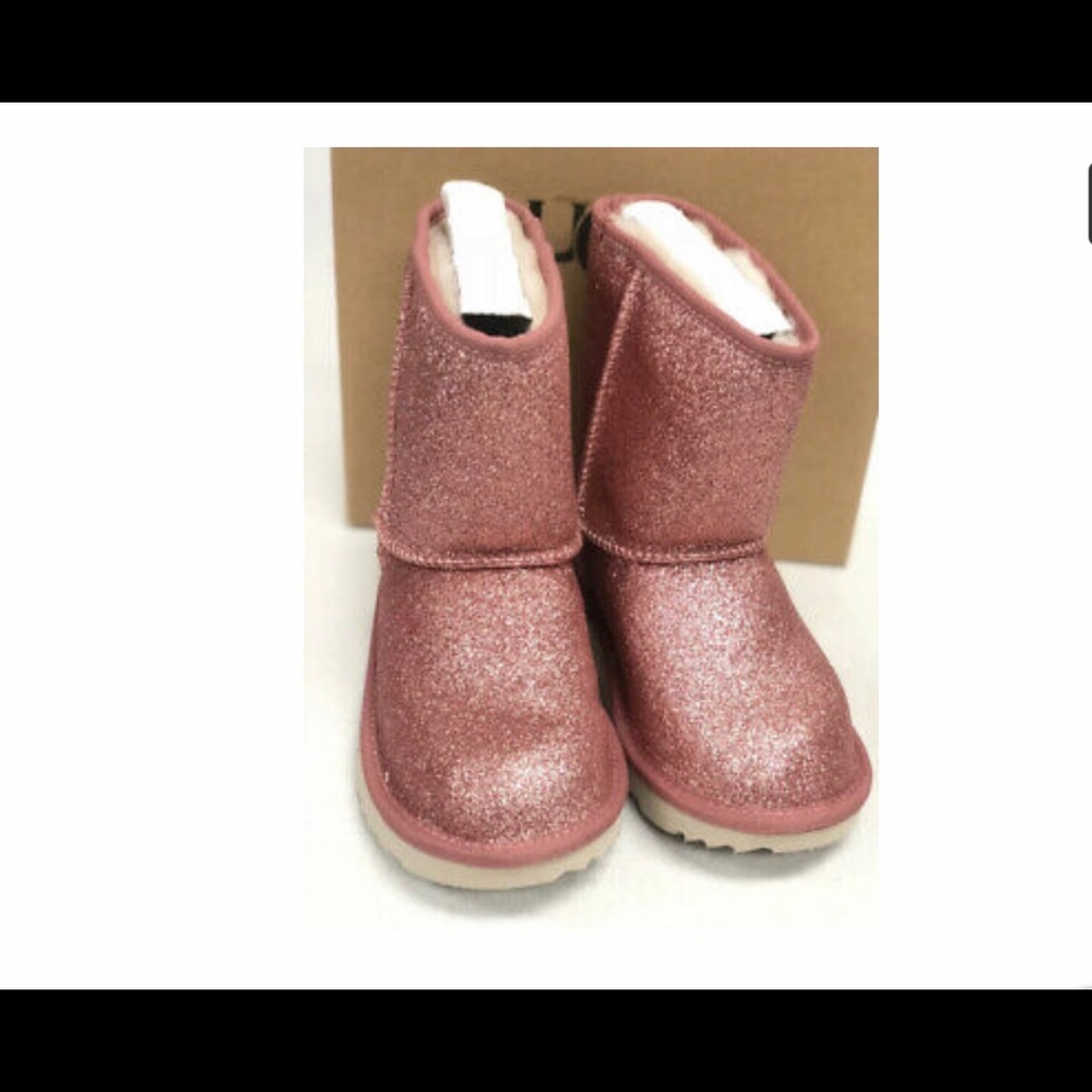 Ugg girls short classic glitter pink boots… NWOT
